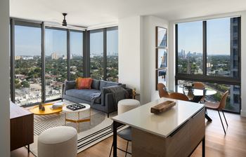 Spacious open-concept layouts with high ceilings